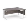 Maestro 25 right hand ergonomic desk 1600mm wide white cantilever leg frame grey oak top - MC16ERWHGO
