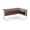 Maestro 25 right hand ergonomic desk 1600mm wide white cantilever leg frame walnut top - MC16ERWHW