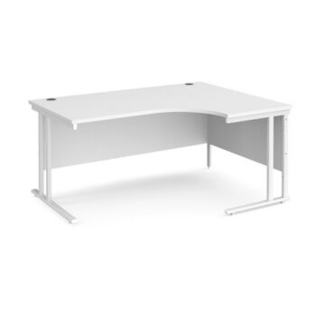 Maestro 25 right hand ergonomic desk 1600mm wide white cantilever leg frame white top - MC16ERWHWH
