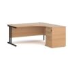 Maestro 25 right hand ergonomic desk 1600mm with black cantilever frame and desk high pedestal beech - EBK16RB