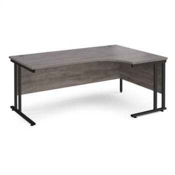 Maestro 25 right hand ergonomic desk 1800mm wide black cantilever leg frame grey oak top - MC18ERKGO