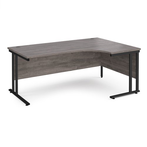 Maestro 25 right hand ergonomic desk 1800mm wide black cantilever leg frame grey oak top - MC18ERKGO