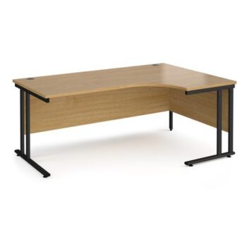 Maestro 25 right hand ergonomic desk 1800mm wide black cantilever leg frame oak top - MC18ERKO