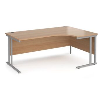 Maestro 25 right hand ergonomic desk 1800mm wide silver cantilever leg frame beech top - MC18ERSB