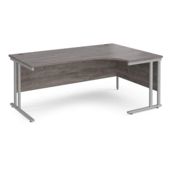 Maestro 25 right hand ergonomic desk 1800mm wide silver cantilever leg frame grey oak top - MC18ERSGO