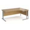 Maestro 25 right hand ergonomic desk 1800mm wide silver cantilever leg frame oak top - MC18ERSO