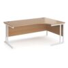 Maestro 25 right hand ergonomic desk 1800mm wide white cantilever leg frame beech top - MC18ERWHB