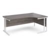 Maestro 25 right hand ergonomic desk 1800mm wide white cantilever leg frame grey oak top - MC18ERWHGO