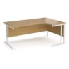Maestro 25 right hand ergonomic desk 1800mm wide white cantilever leg frame oak top - MC18ERWHO