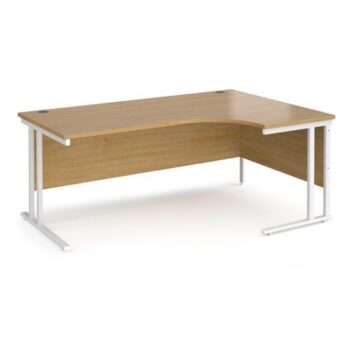 Maestro 25 right hand ergonomic desk 1800mm wide white cantilever leg frame oak top - MC18ERWHO
