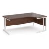Maestro 25 right hand ergonomic desk 1800mm wide white cantilever leg frame walnut top - MC18ERWHW