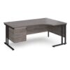 Maestro 25 right hand ergonomic desk 1800mm wide with 3 drawer pedestal black cantilever leg frame grey oak top - MC18ERP3KGO