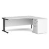 Maestro 25 right hand ergonomic desk 1800mm with black cantilever frame and desk high pedestal white - EBK18RWH