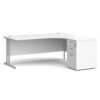 Maestro 25 right hand ergonomic desk 1800mm with silver cantilever frame and desk high pedestal white - EBS18RWH