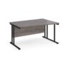 Maestro 25 right hand wave desk 1400mm wide black cantilever leg frame grey oak top - MC14WRKGO