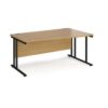 Maestro 25 right hand wave desk 1600mm wide black cantilever leg frame oak top - MC16WRKO