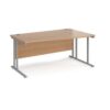 Maestro 25 right hand wave desk 1600mm wide silver cantilever leg frame beech top - MC16WRSB