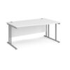 Maestro 25 right hand wave desk 1600mm wide silver cantilever leg frame white top - MC16WRSWH