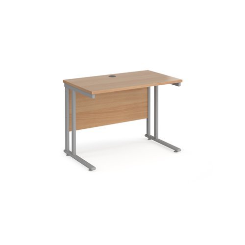 Maestro 25 straight desk 1000mm x 600mm silver cantilever leg frame beech top - MC610SB