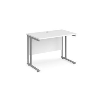 Maestro 25 straight desk 1000mm x 600mm silver cantilever leg frame white top - MC610SWH