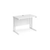 Maestro 25 straight desk 1000mm x 600mm white cantilever leg frame white top - MC610WHWH