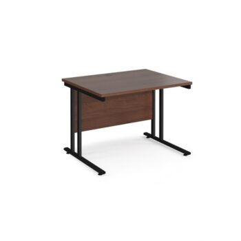 Maestro 25 straight desk 1000mm x 800mm black cantilever leg frame walnut top - MC10KW