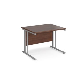 Maestro 25 straight desk 1000mm x 800mm silver cantilever leg frame walnut top - MC10SW