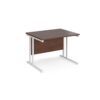 Maestro 25 straight desk 1000mm x 800mm white cantilever leg frame walnut top - MC10WHW