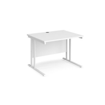 Maestro 25 straight desk 1000mm x 800mm white cantilever leg frame white top - MC10WHWH