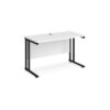 Maestro 25 straight desk 1200mm x 600mm black cantilever leg frame white top - MC612KWH