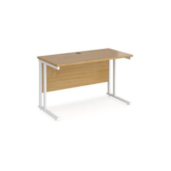 Maestro 25 straight desk 1200mm x 600mm white cantilever leg frame oak top - MC612WHO