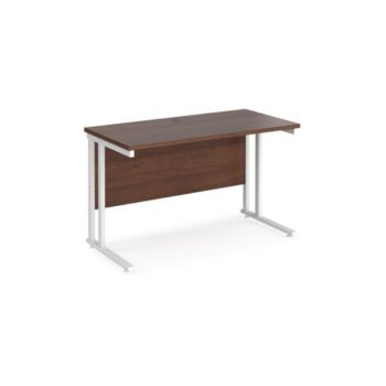 Maestro 25 straight desk 1200mm x 600mm white cantilever leg frame walnut top - MC612WHW