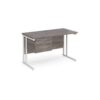 Maestro 25 straight desk 1200mm x 600mm with 2 drawer pedestal white cantilever leg frame leg grey oak top - MC612P2WHGO