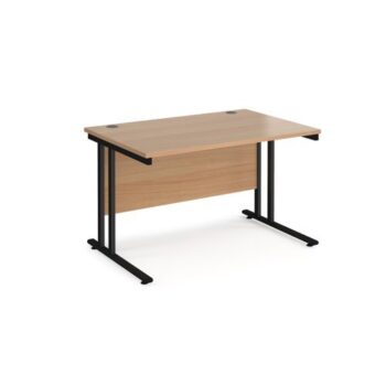 Maestro 25 straight desk 1200mm x 800mm black cantilever leg frame beech top - MC12KB