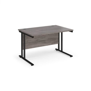 Maestro 25 straight desk 1200mm x 800mm black cantilever leg frame grey oak top - MC12KGO