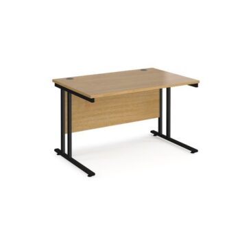 Maestro 25 straight desk 1200mm x 800mm black cantilever leg frame oak top - MC12KO