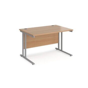 Maestro 25 straight desk 1200mm x 800mm silver cantilever leg frame beech top - MC12SB