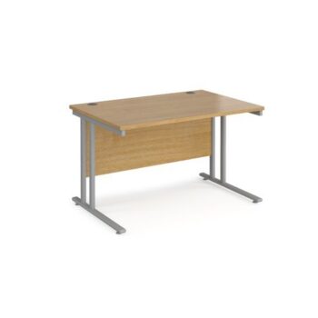 Maestro 25 straight desk 1200mm x 800mm silver cantilever leg frame oak top - MC12SO