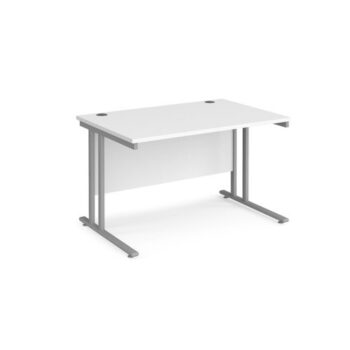 Maestro 25 straight desk 1200mm x 800mm silver cantilever leg frame white top - MC12SWH