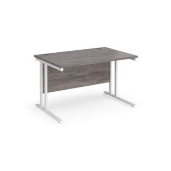 Maestro 25 straight desk 1200mm x 800mm white cantilever leg frame grey oak top - MC12WHGO