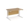 Maestro 25 straight desk 1200mm x 800mm white cantilever leg frame oak top - MC12WHO