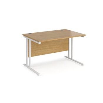 Maestro 25 straight desk 1200mm x 800mm white cantilever leg frame oak top - MC12WHO