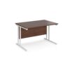 Maestro 25 straight desk 1200mm x 800mm white cantilever leg frame walnut top - MC12WHW