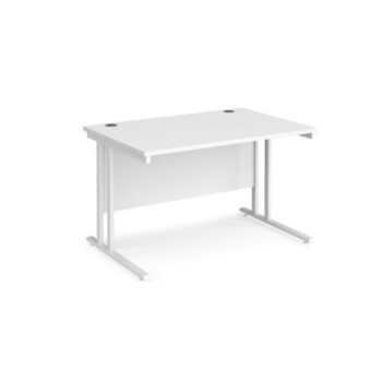 Maestro 25 straight desk 1200mm x 800mm white cantilever leg frame white top - MC12WHWH