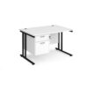 Maestro 25 straight desk 1200mm x 800mm with 2 drawer pedestal black cantilever leg frame white top - MC12P2KWH
