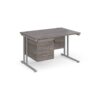Maestro 25 straight desk 1200mm x 800mm with 3 drawer pedestal silver cantilever leg frame grey oak top - MC12P3SGO