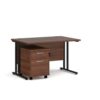 Maestro 25 straight desk 1200mm x 800mm with black cantilever frame and 2 drawer pedestal walnut - SBK212W