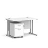 Maestro 25 straight desk 1200mm x 800mm with silver cantilever frame and 2 drawer pedestal white - SBS212WH