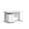 Maestro 25 straight desk 1200mm x 800mm with silver cantilever frame and 3 drawer pedestal white - SBS312WH