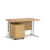 Maestro 25 straight desk 1200mm x 800mm with white cantilever frame and 2 drawer pedestal oak - SBWH212O